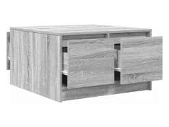 Mesa De Centro| Mesa de centro | Mesa de apoio com gavetas 70.5x70x40 cm sonoma Cinzento