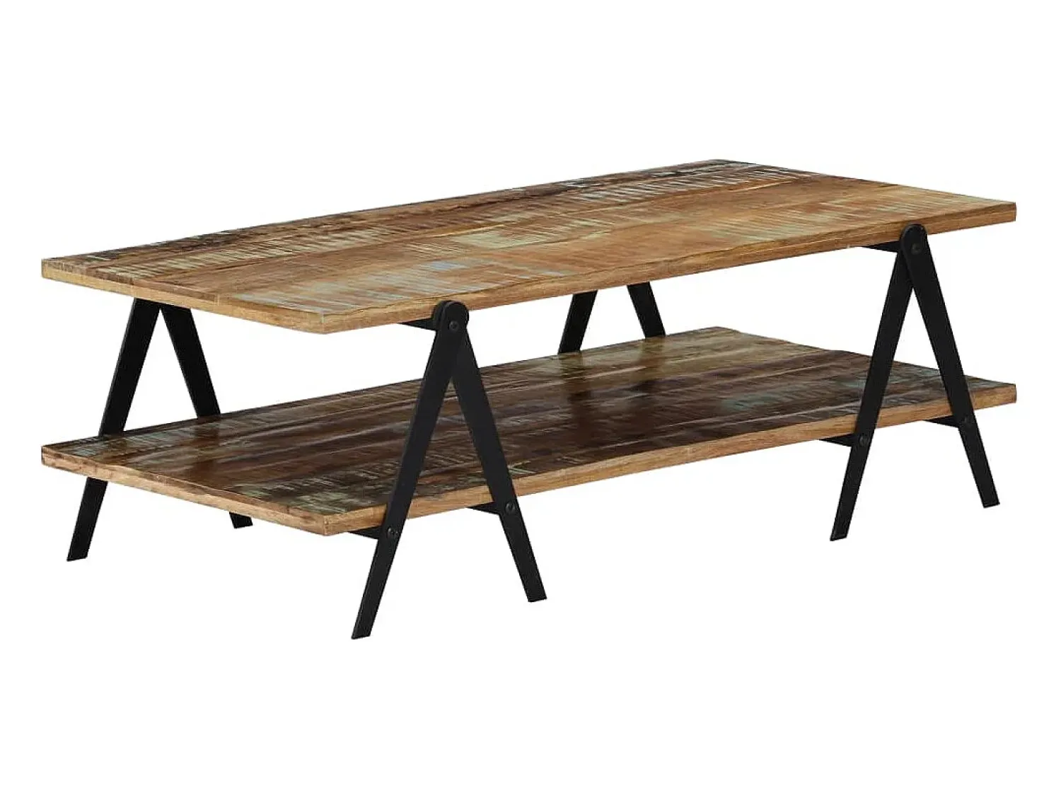 Mesa De Centro* Mesa de centro | Mesa de apoio | Mesa de café 115x60x40 cm madeira recuperada maciça Multicor