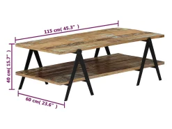 Mesa De Centro* Mesa de centro | Mesa de apoio | Mesa de café 115x60x40 cm madeira recuperada maciça Multicor