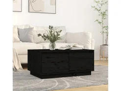 Mesa De Centro| Mesa de centro | Mesa de apoio 80x50x35 cm madeira de pinho maciça Preto