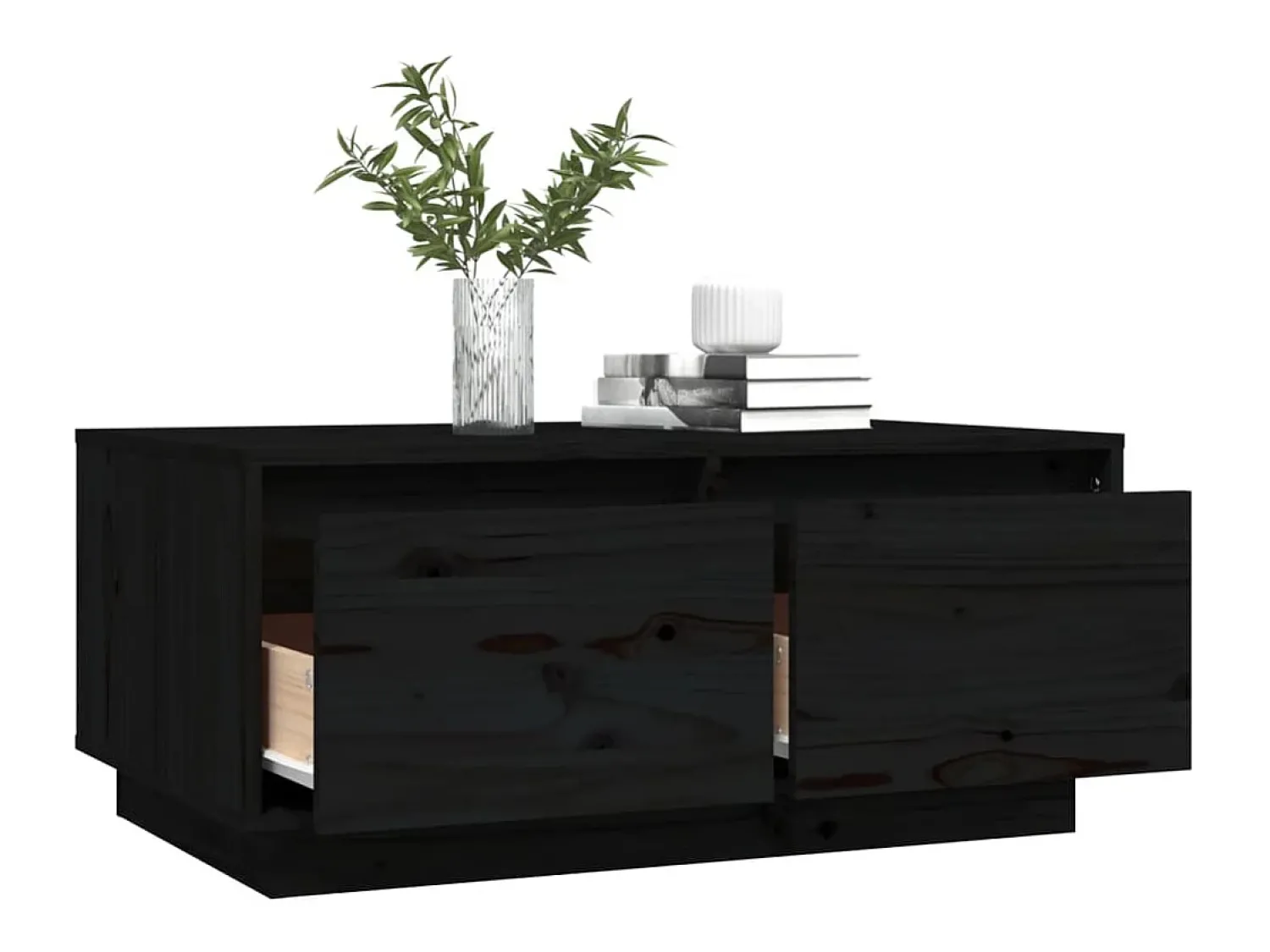 Mesa De Centro| Mesa de centro | Mesa de apoio 80x50x35 cm madeira de pinho maciça Preto