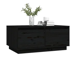 Mesa De Centro| Mesa de centro | Mesa de apoio 80x50x35 cm madeira de pinho maciça Preto