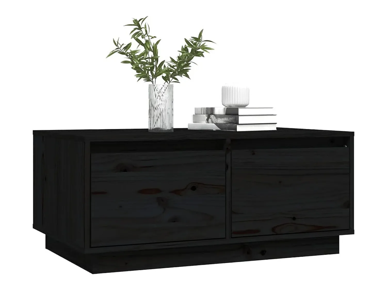 Mesa De Centro| Mesa de centro | Mesa de apoio 80x50x35 cm madeira de pinho maciça Preto