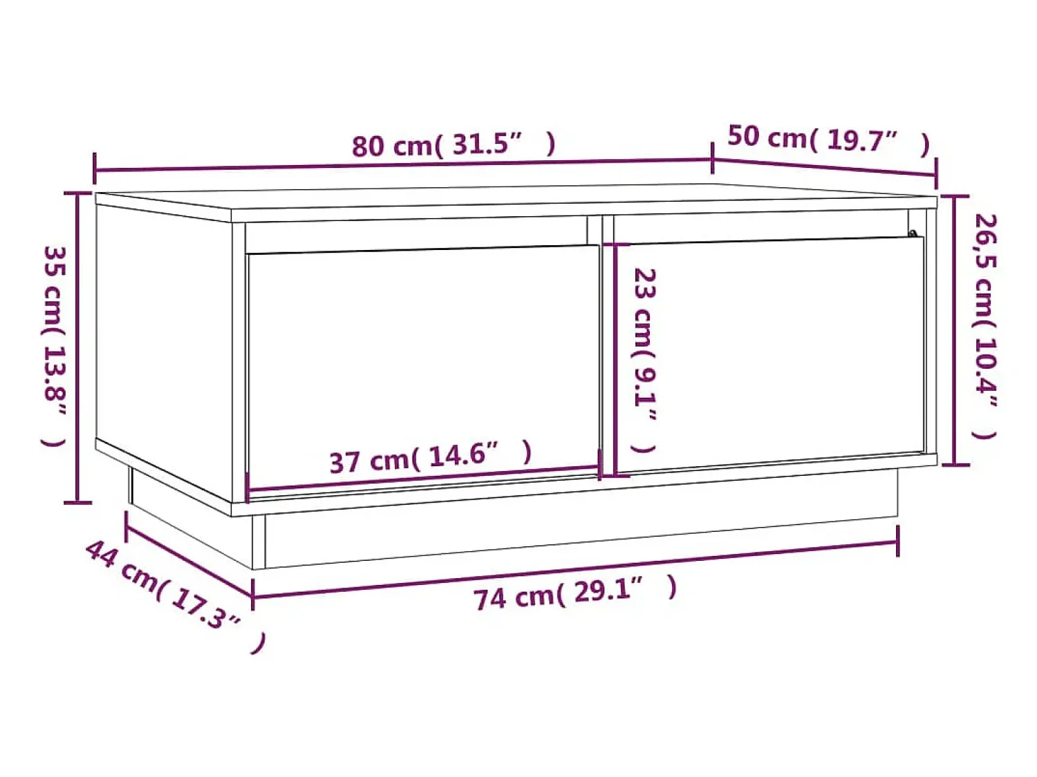 Mesa De Centro| Mesa de centro | Mesa de apoio 80x50x35 cm madeira de pinho maciça Preto