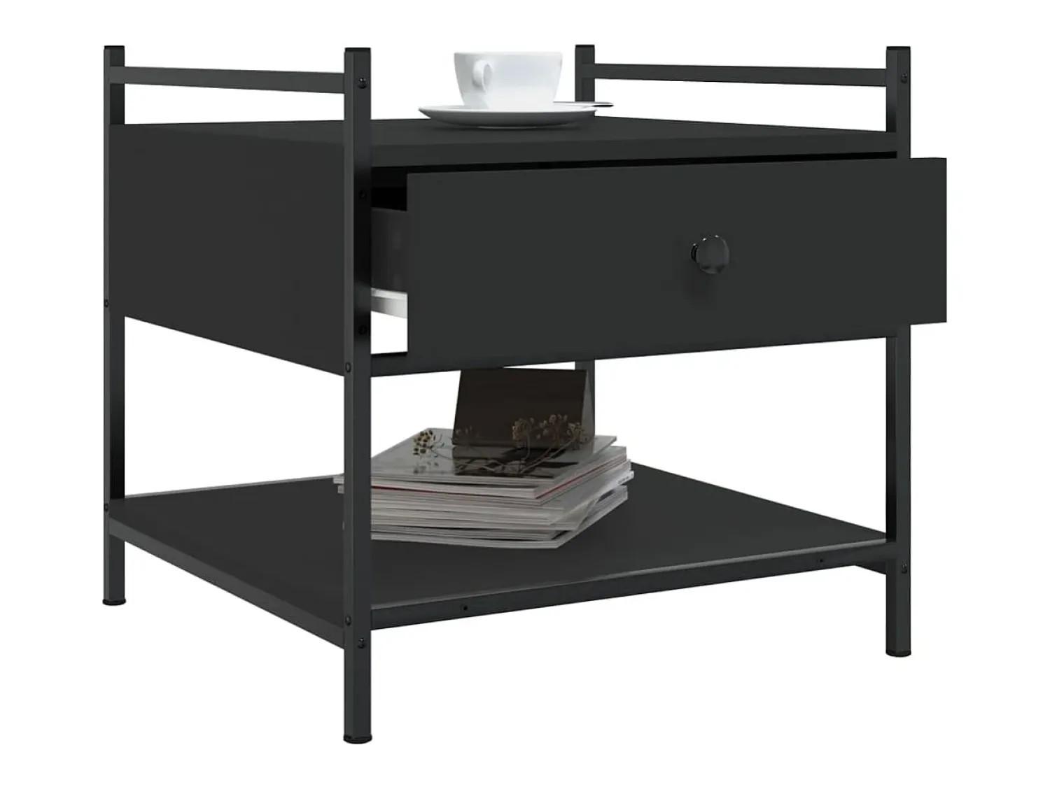 Mesa De Centro| Mesa de centro | Mesa de apoio 50x50x50 derivados de madeira Preto