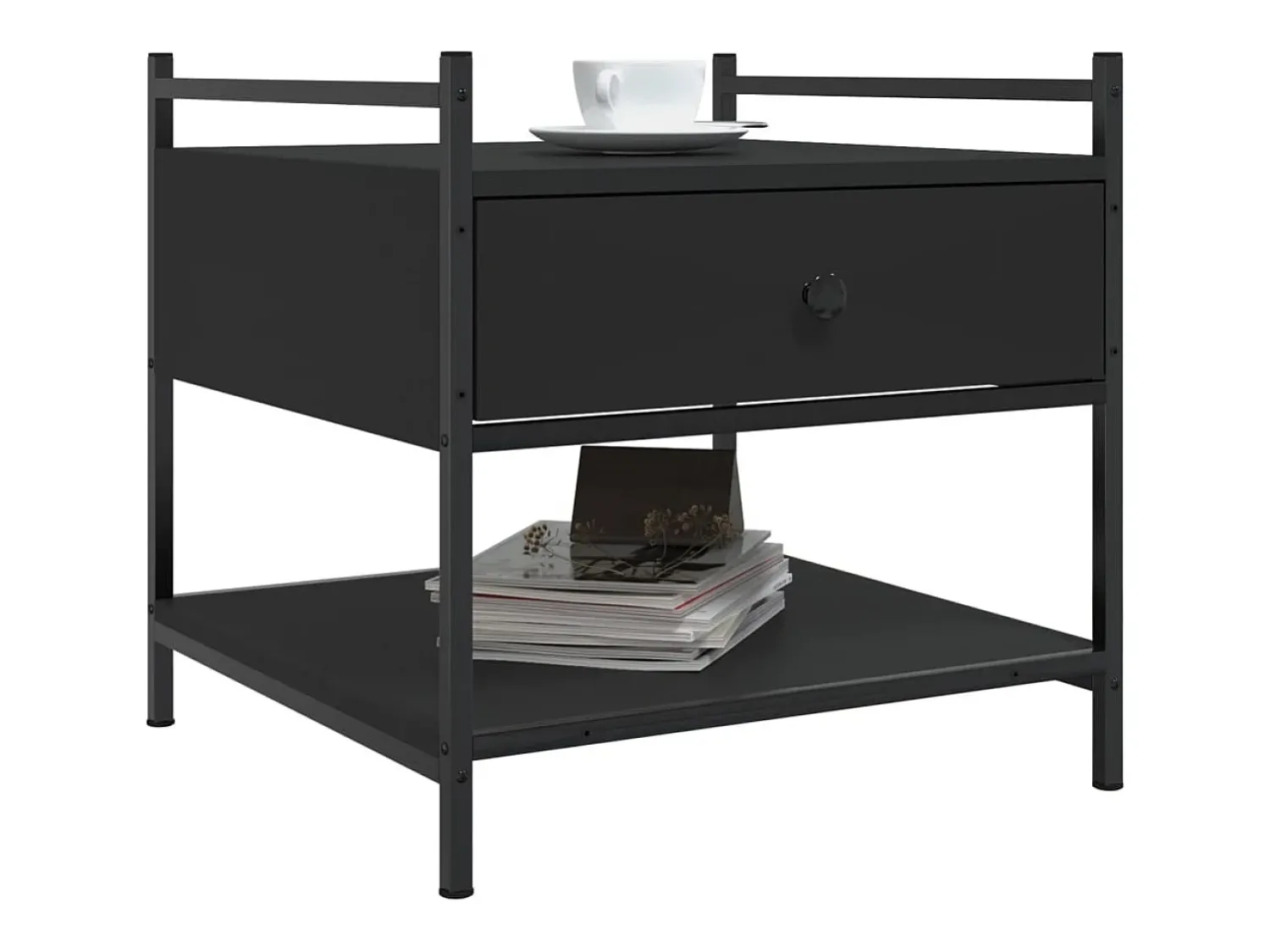 Mesa De Centro| Mesa de centro | Mesa de apoio 50x50x50 derivados de madeira Preto