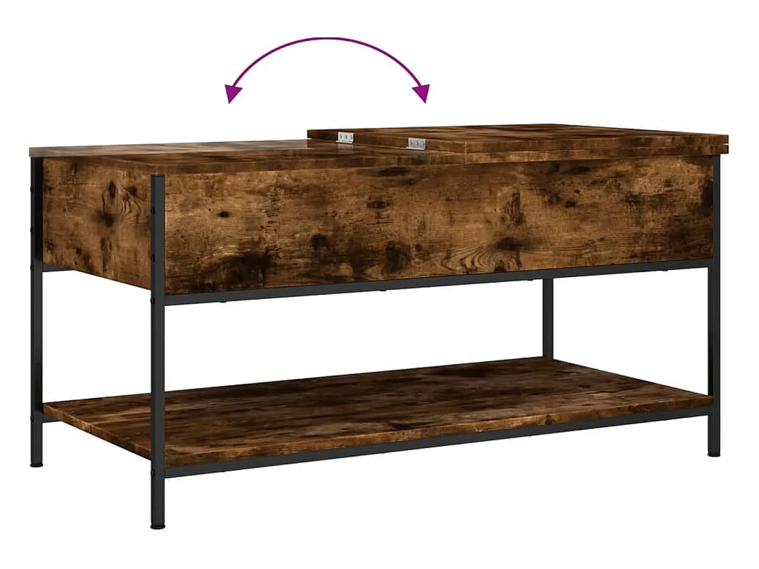 Mesa De Centro* Mesa de centro | Mesa de apoio 100x50x50cm deriv. madeira/metal carvalho fumado Castanho