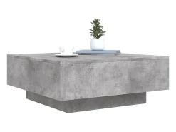 Mesa De Centro* Mesa de centro | Mesa de apoio 80x80x31 cm contraplacado cimento Cinzento