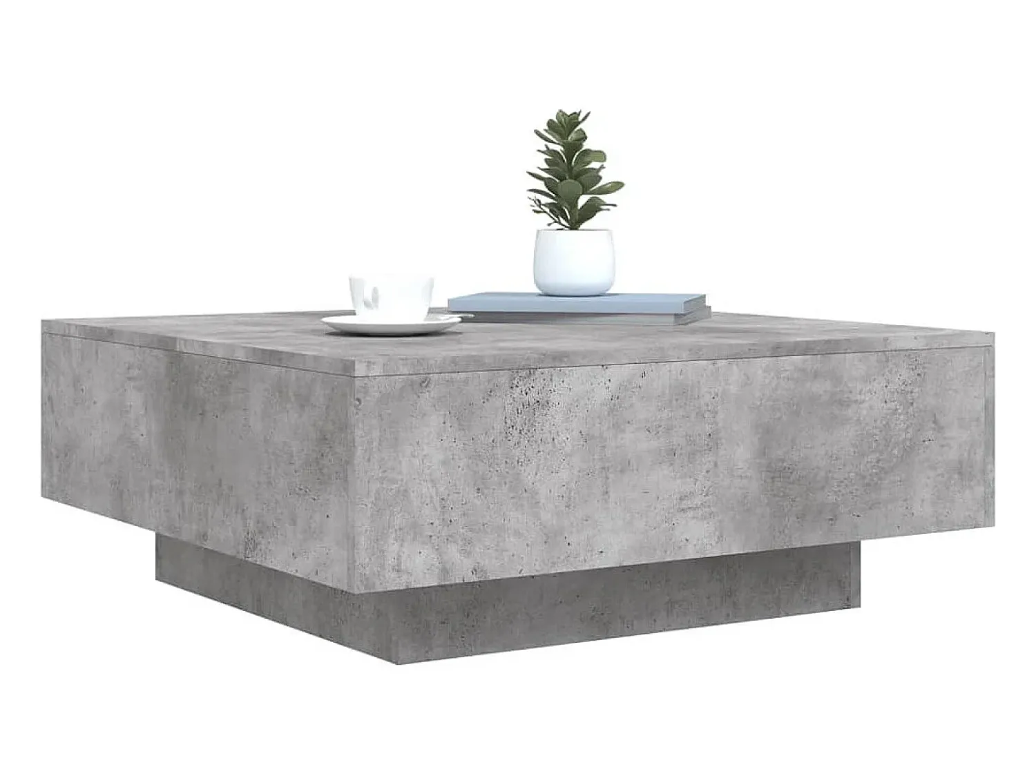 Mesa De Centro* Mesa de centro | Mesa de apoio 80x80x31 cm contraplacado cimento Cinzento