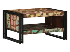 Mesa De Centro* Mesa de centro | Mesa de apoio 70x50x38 cm madeira maciça recuperada Multicor