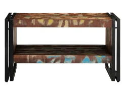 Mesa De Centro* Mesa de centro | Mesa de apoio 70x50x38 cm madeira maciça recuperada Multicor