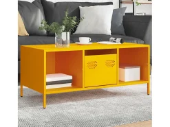 Mesa De Centro| Mesa de centro | Mesa de apoio 101.5x50x43.5 cm aço laminado frio mostarda Amarelo