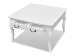 Mesa de centro | Mesa de apoio | Mesa de café com 4 gavetas branca^ Mesa De Centro