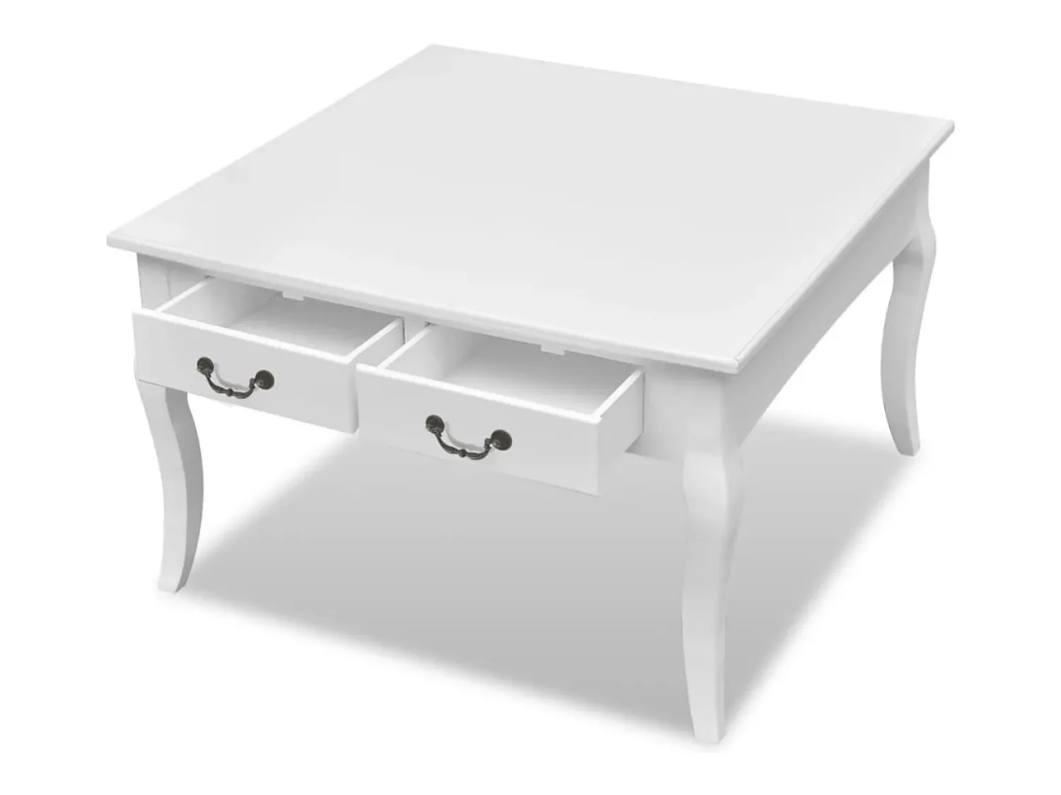 Mesa de centro | Mesa de apoio | Mesa de café com 4 gavetas branca^ Mesa De Centro