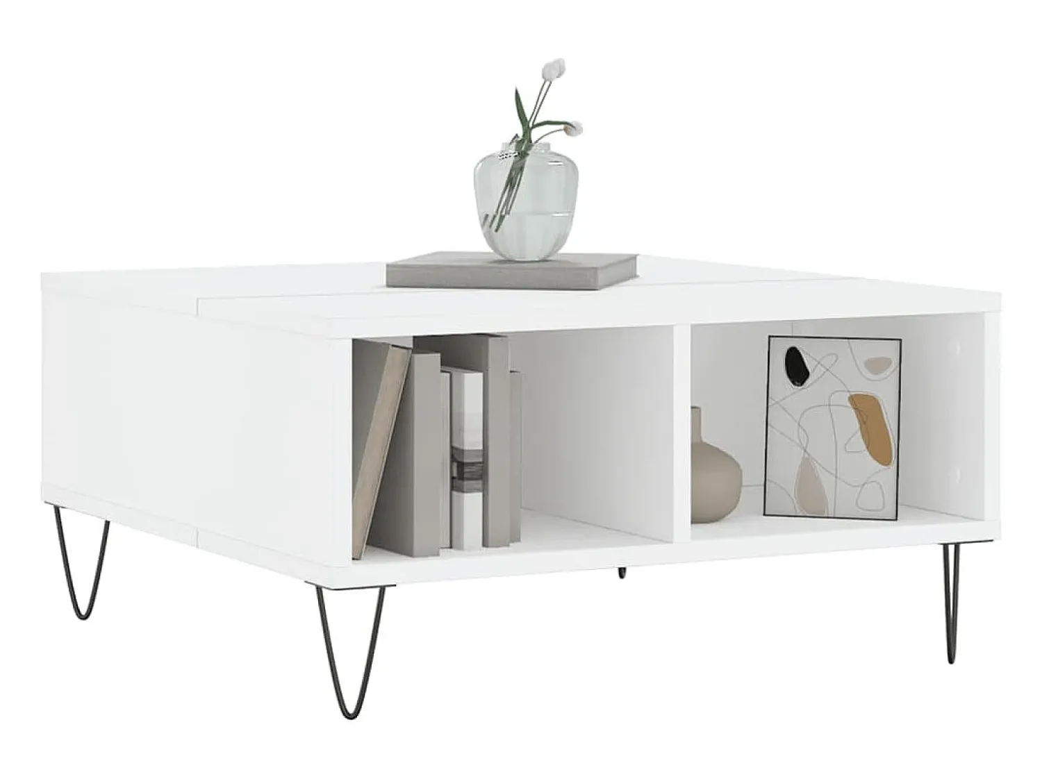 Online Mesa de centro | Mesa de apoio 60x60x30 cm derivados de madeira Branco