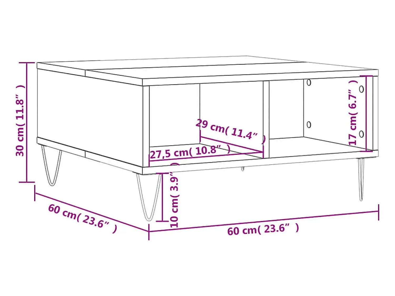 Online Mesa de centro | Mesa de apoio 60x60x30 cm derivados de madeira Branco