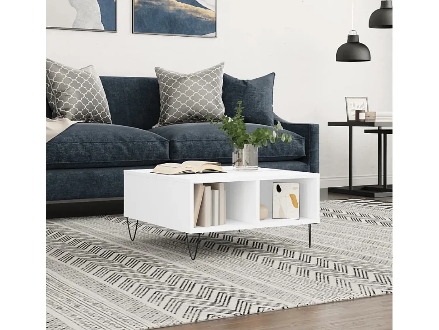 Online Mesa de centro | Mesa de apoio 60x60x30 cm derivados de madeira Branco