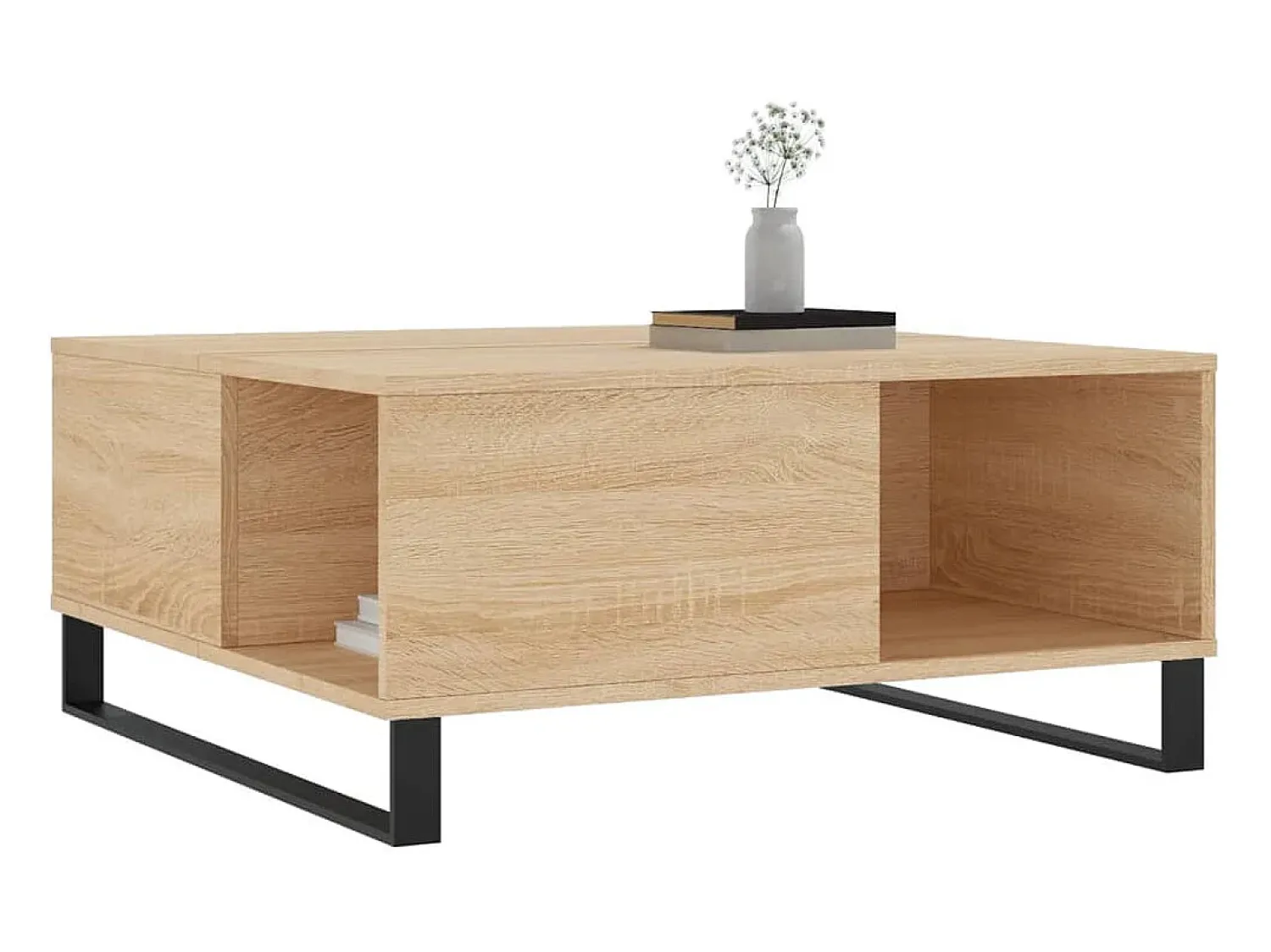 Mesa De Centro| Mesa de centro | Mesa de apoio 80x80x36.5 cm derivados madeira carvalho sonoma Castanho