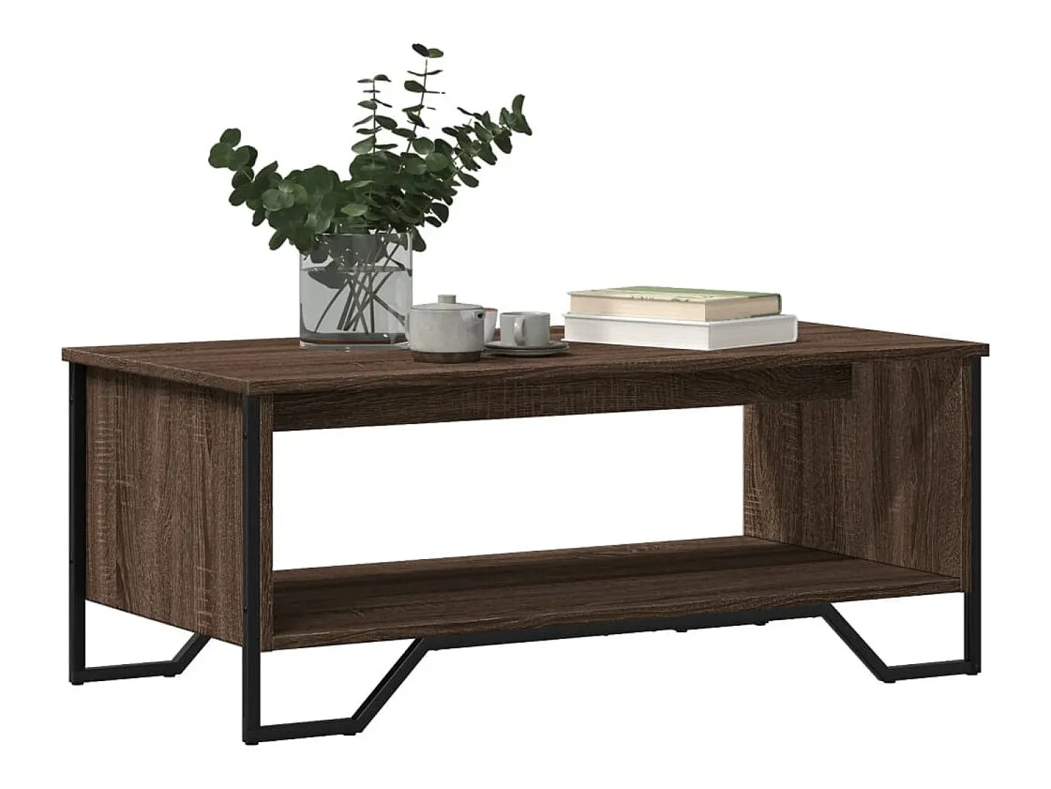 Mesa De Centro| Mesa de centro | Mesa de apoio 100x51x40 cm derivados madeira carvalho Castanho