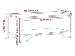 Mesa De Centro| Mesa de centro | Mesa de apoio 100x51x40 cm derivados madeira carvalho Castanho