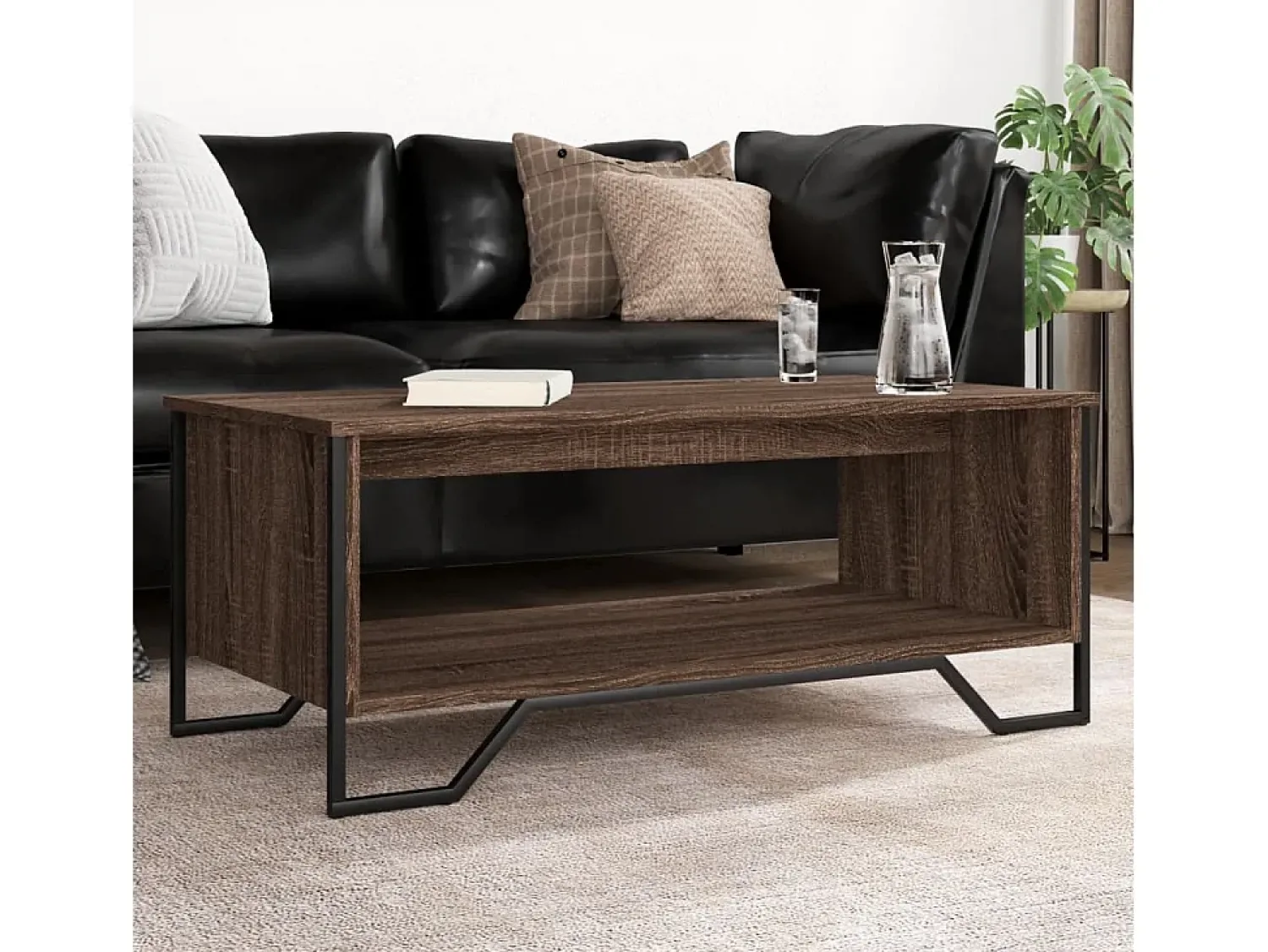 Mesa De Centro| Mesa de centro | Mesa de apoio 100x51x40 cm derivados madeira carvalho Castanho