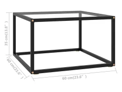 Discount Mesa de centro | Mesa de apoio 60x60x35 cm vidro temperado Preto