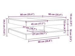 Mesa de centro | Mesa de apoio rotativa a 360 graus 90x90x34.5 cm sonoma cinza Cinzento