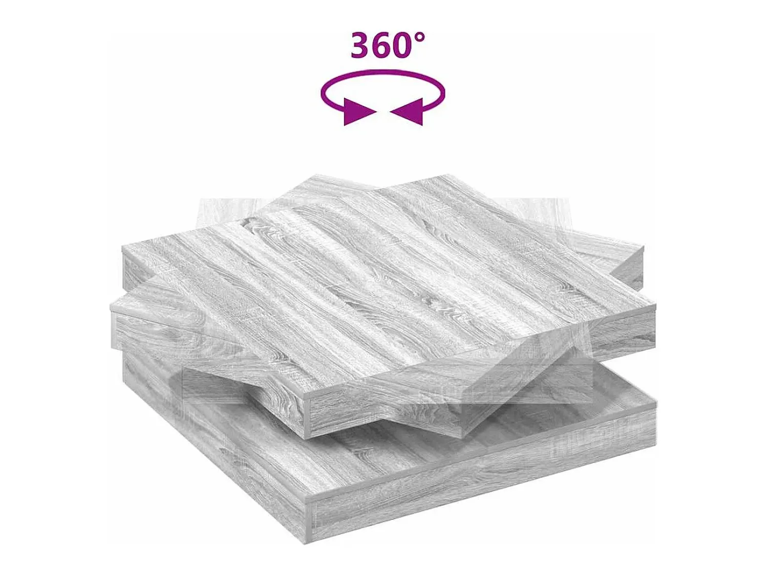 Mesa de centro | Mesa de apoio rotativa a 360 graus 90x90x34.5 cm sonoma cinza Cinzento