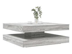 Mesa de centro | Mesa de apoio rotativa a 360 graus 90x90x34.5 cm sonoma cinza Cinzento