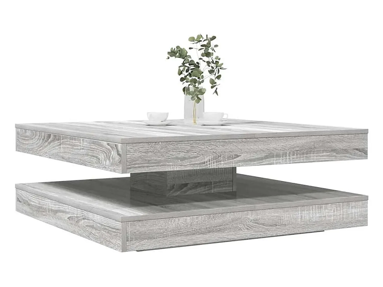 Mesa de centro | Mesa de apoio rotativa a 360 graus 90x90x34.5 cm sonoma cinza Cinzento