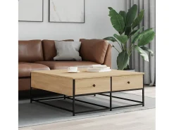 Mesa De Centro| Mesa de centro | Mesa de apoio 100x99x40 cm derivados madeira carvalho sonoma Castanho
