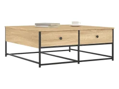 Mesa De Centro| Mesa de centro | Mesa de apoio 100x99x40 cm derivados madeira carvalho sonoma Castanho