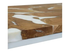 Mesa De Centro* Mesa de centro | Mesa de apoio em resina de teca 110x60x40 cm Branco
