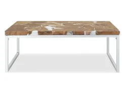Mesa De Centro* Mesa de centro | Mesa de apoio em resina de teca 110x60x40 cm Branco