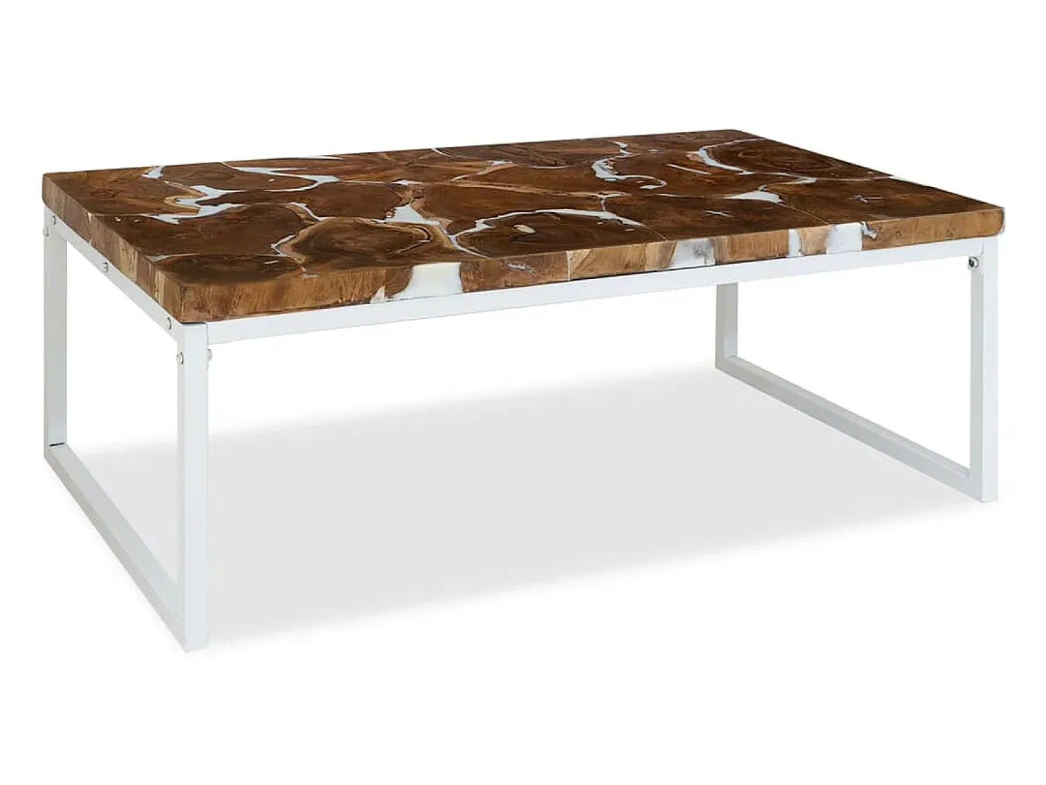 Mesa De Centro* Mesa de centro | Mesa de apoio em resina de teca 110x60x40 cm Branco