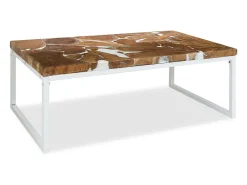 Mesa De Centro* Mesa de centro | Mesa de apoio em resina de teca 110x60x40 cm Branco