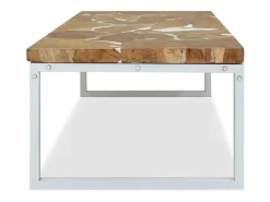 Mesa De Centro* Mesa de centro | Mesa de apoio em resina de teca 110x60x40 cm Branco