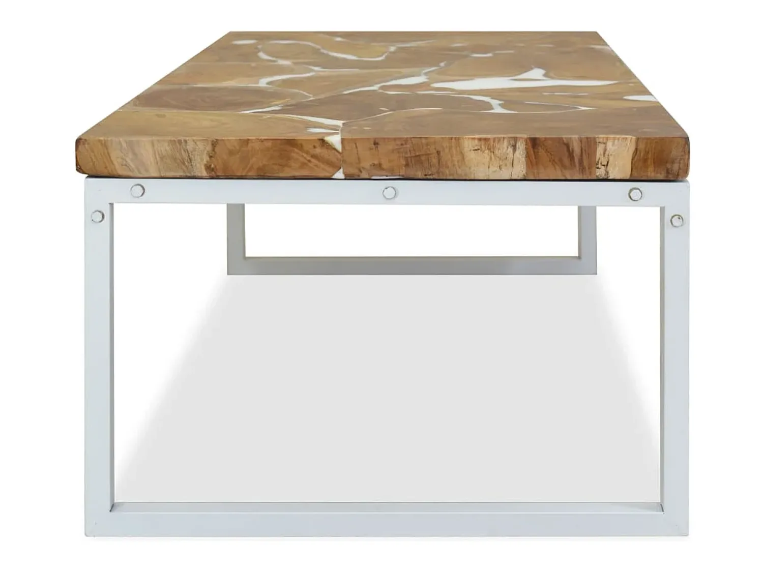 Mesa De Centro* Mesa de centro | Mesa de apoio em resina de teca 110x60x40 cm Branco