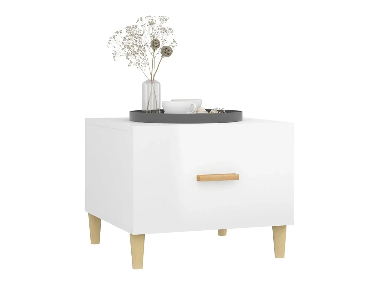 Clearance Mesa de centro | Mesa de apoio 50x50x40cm derivados de madeira brilhante Branco