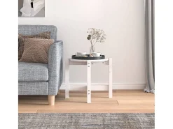 Mesa De Centro| Mesa de centro | Mesa de apoio Ø 52.5x45 cm madeira de pinho maciça Branco