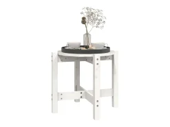 Mesa De Centro| Mesa de centro | Mesa de apoio Ø 52.5x45 cm madeira de pinho maciça Branco