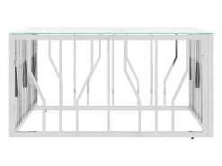Sale Mesa de centro | Mesa de apoio | Mesa de café 80x80x40 cm aço inoxidável e vidro Prateado
