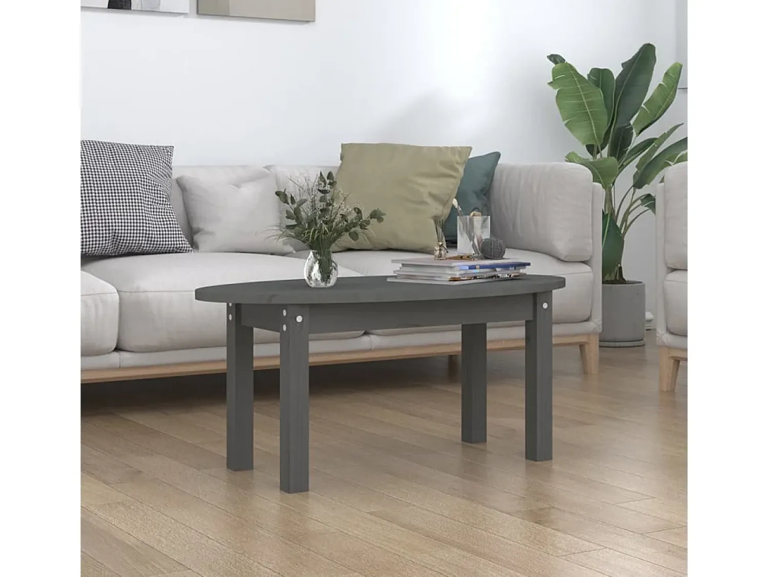 Online Mesa de centro | Mesa de apoio 80x40x35 cm madeira de pinho maciça Cinzento