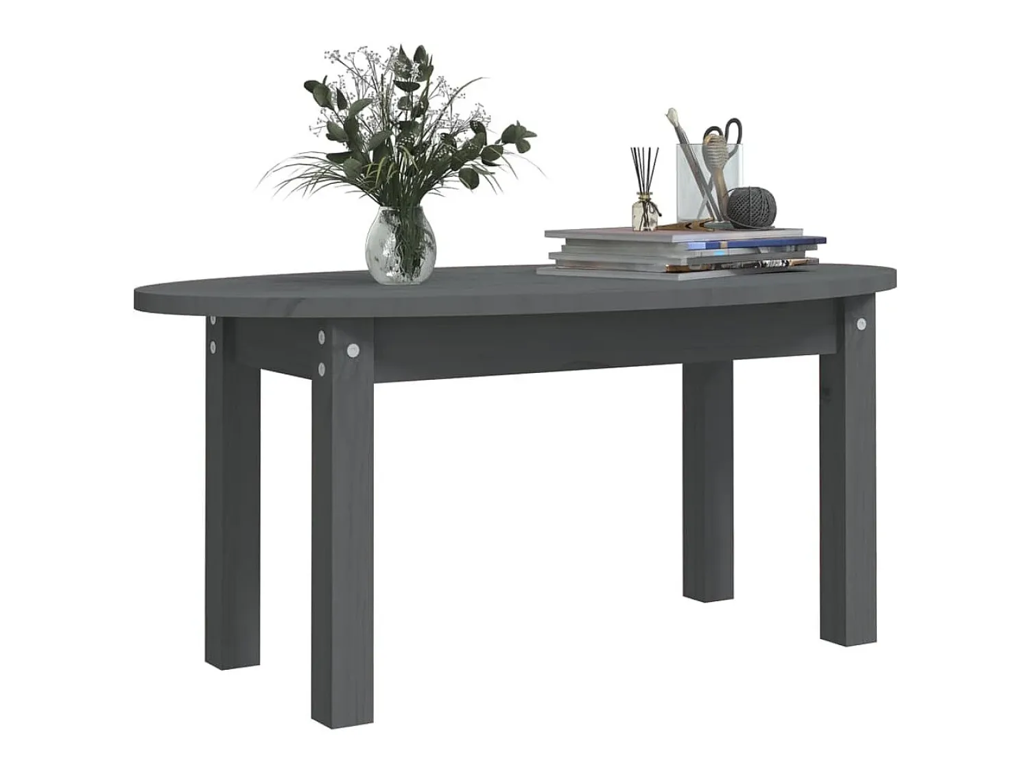 Online Mesa de centro | Mesa de apoio 80x40x35 cm madeira de pinho maciça Cinzento