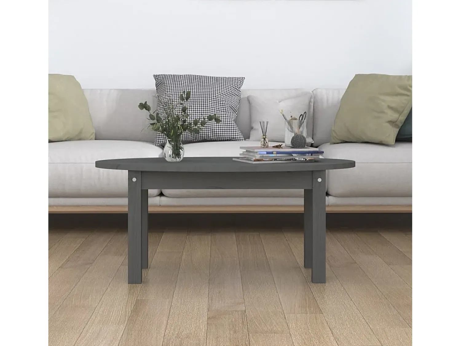 Online Mesa de centro | Mesa de apoio 80x40x35 cm madeira de pinho maciça Cinzento