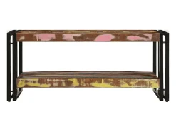 Best Mesa de centro | Mesa de apoio 90x50x38 cm madeira maciça recuperada Multicor