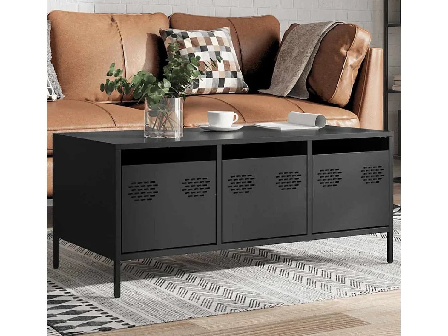 Mesa de centro | Mesa de apoio 101.5x50x43.5 cm aço laminado a frio^ Mesa De Centro