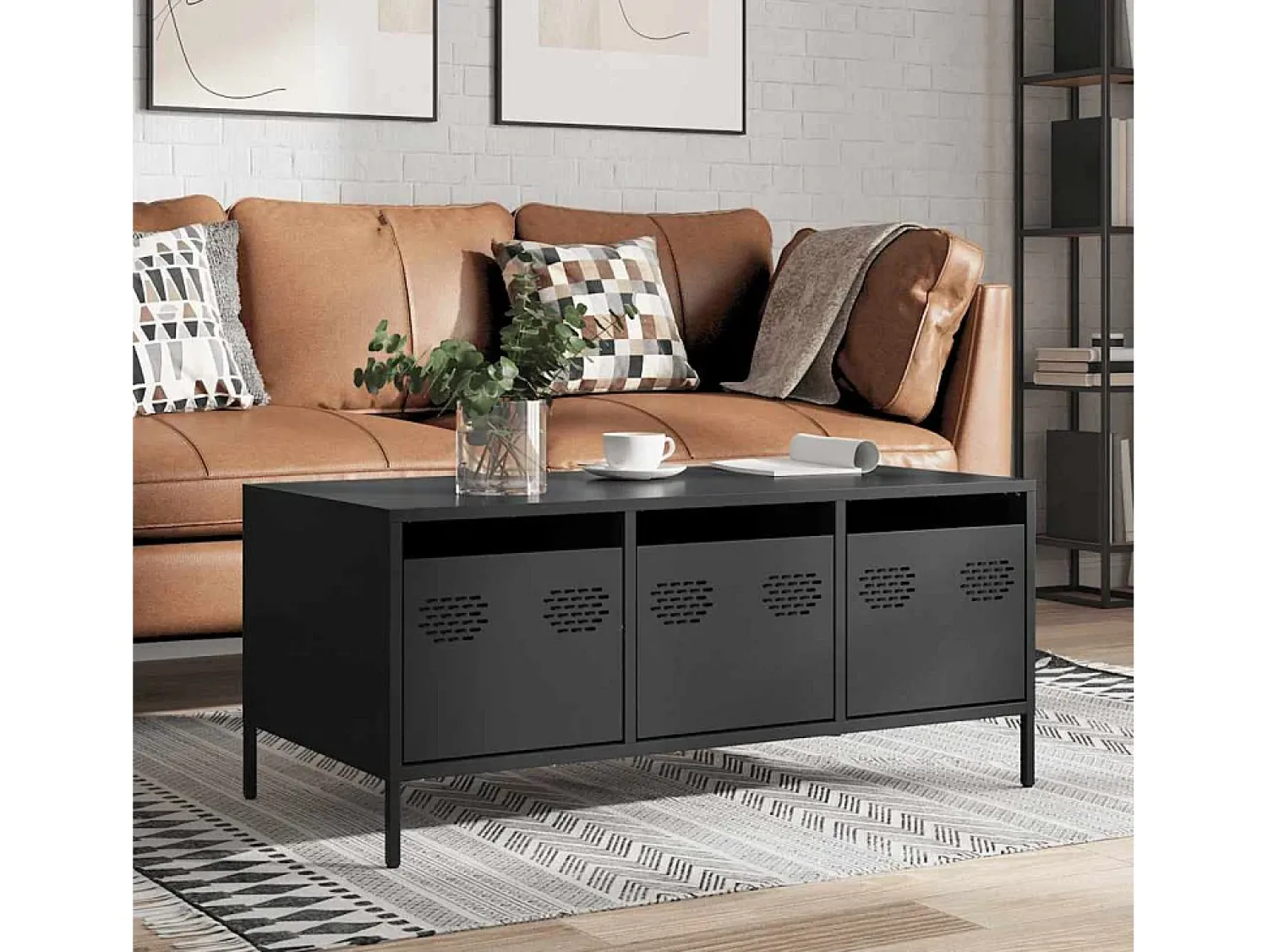 Mesa de centro | Mesa de apoio 101.5x50x43.5 cm aço laminado a frio^ Mesa De Centro