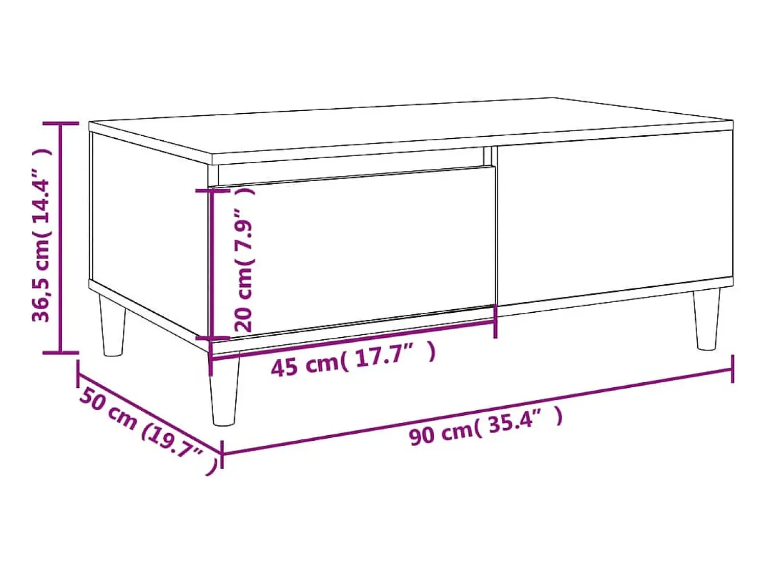 Discount Mesa de centro | Mesa de apoio 90x50x36.5 cm derivados madeira carvalho fumado Castanho