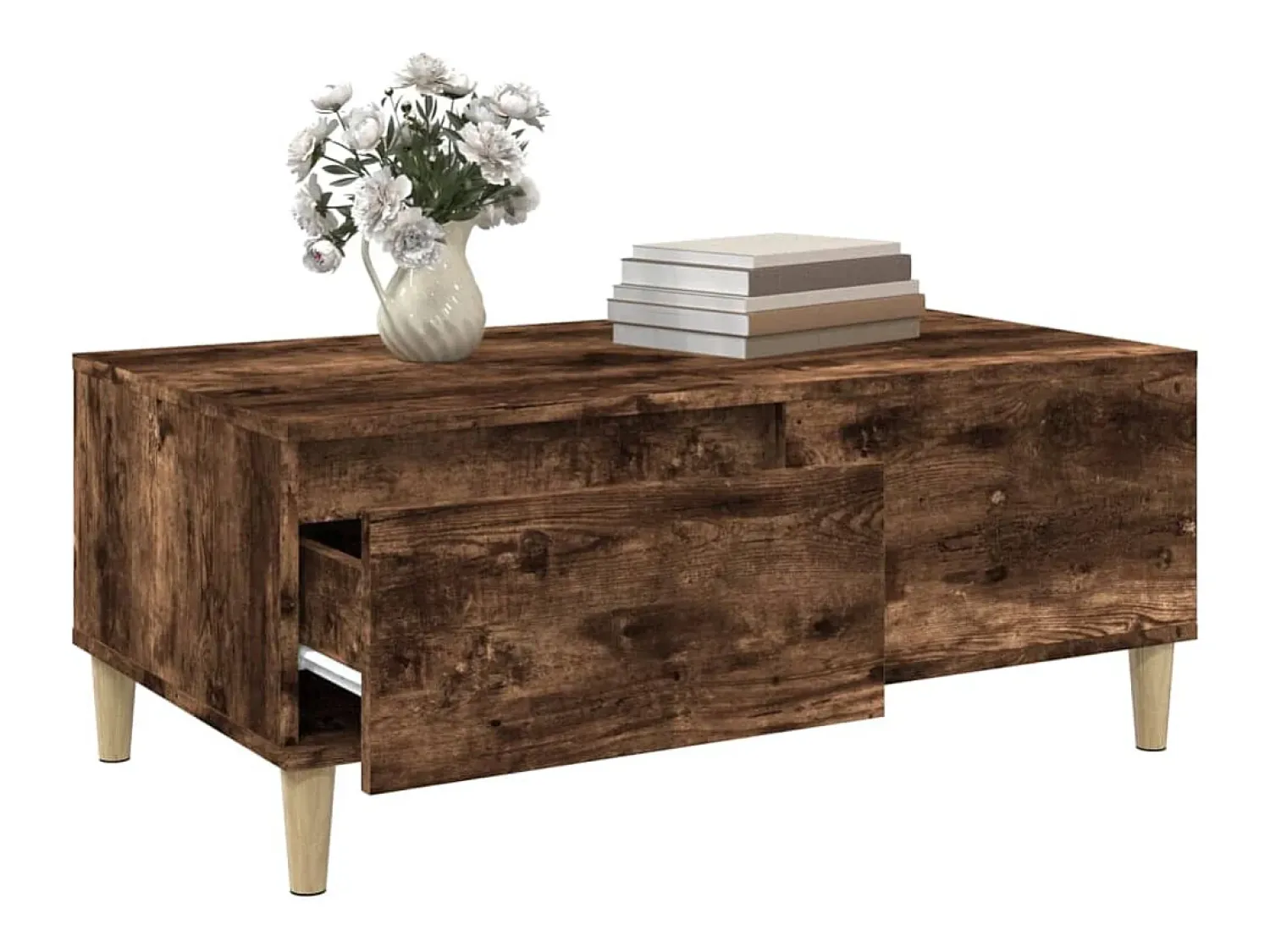 Discount Mesa de centro | Mesa de apoio 90x50x36.5 cm derivados madeira carvalho fumado Castanho